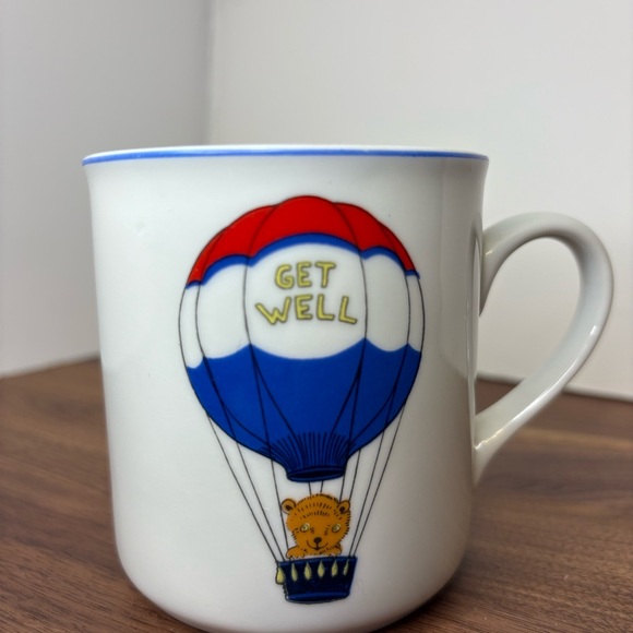 Vtg get well Hot Air Balloon w Furry Character Animal Coffee Tea Mug Cup - Picture 8 of 14